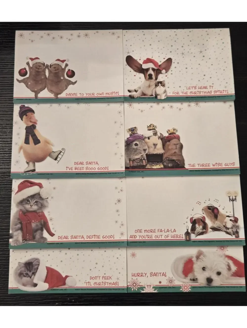 2010 Warren Photos Christmas Animal Memo Note Pad Lot of 8 Cat Dog Guinea Pig